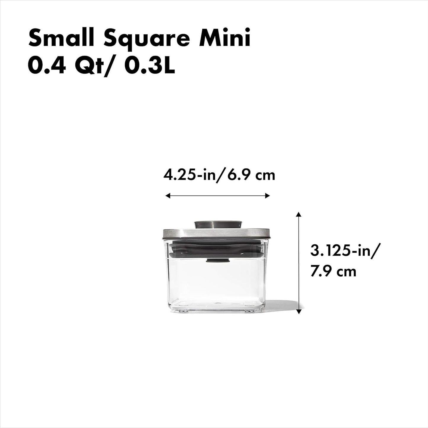 OXO STL Pop Small Square Mini Container - 0.4 QT | Airtight Food Storage Solution