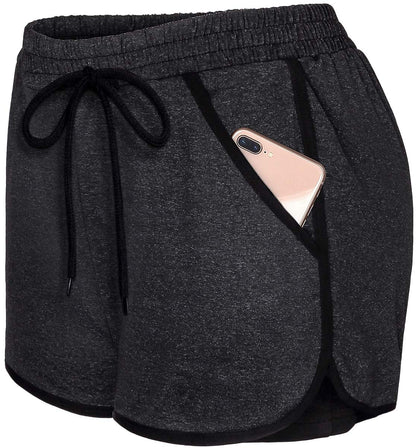BLEVONH Plus Size Womens Shorts for Summer Clothes Athletic Womens Running Shorts for Women Workout Gym Yoga Active Wear Black Drawstring 3XL