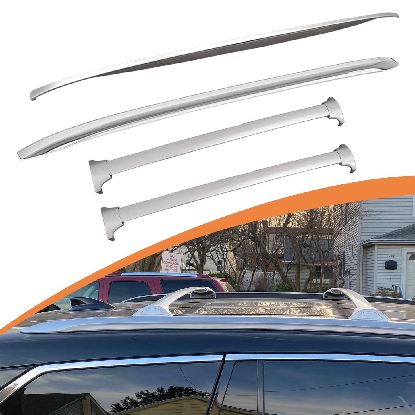 Posris Roof Rack Side Rails and Cross Bars for Honda Pilot 2016 2017 2018 2019 2020 2021 2022 Luggage Carrier Silver