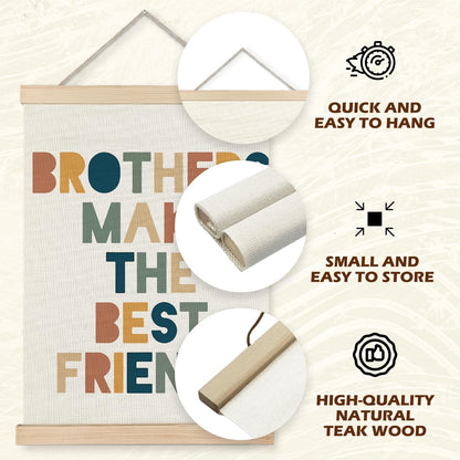 12x16 Inches Supwhd Boys Room Decor, Nursery Wall Decor, Brothers Make The Best Friends Wall Art Poster Hanger Frame