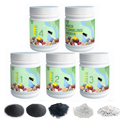 5 LBS Rock Tumbler Grit Set + Ceramic Filler Media, Rock Tumbler Grit Refill Kit,4-Steps Supplies for Tumbling and Polishing Stones and Gems