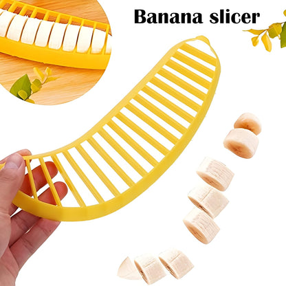 Guyuyii Banana Slicer, Safe Kitchen Gadget for Kids and Adults, Get 18 Even Slices in Seconds