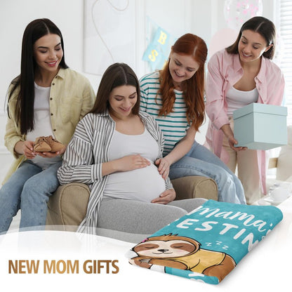 New Mom Gifts for Pregnant Women, Pregnancy Gifts for Expecting Mom, Funny Maternity Blanket Gift for Mama to be, First Time Moms, Mothers Day Birthday Gift for Pregnant Women, (60'' X 50'', Cyan)