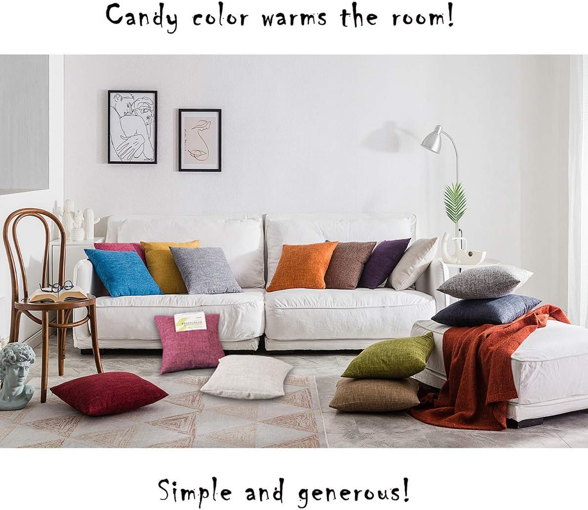 Super Soft Decorative Solid Color Square Cushion Cover with Pocket, Handmade Pillowcase, 2 Packs, 18 x 18 Inches (Dark