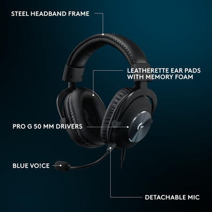 Logitech G Pro X SE Wired Gaming Headset: Blue VO!CE Detachable Boom Mic, DTS 7.1, 50 mm Drivers, USB/3.5mm Aux, USB DAC Included, for PC, Xbox, PS5, PS4 - Black