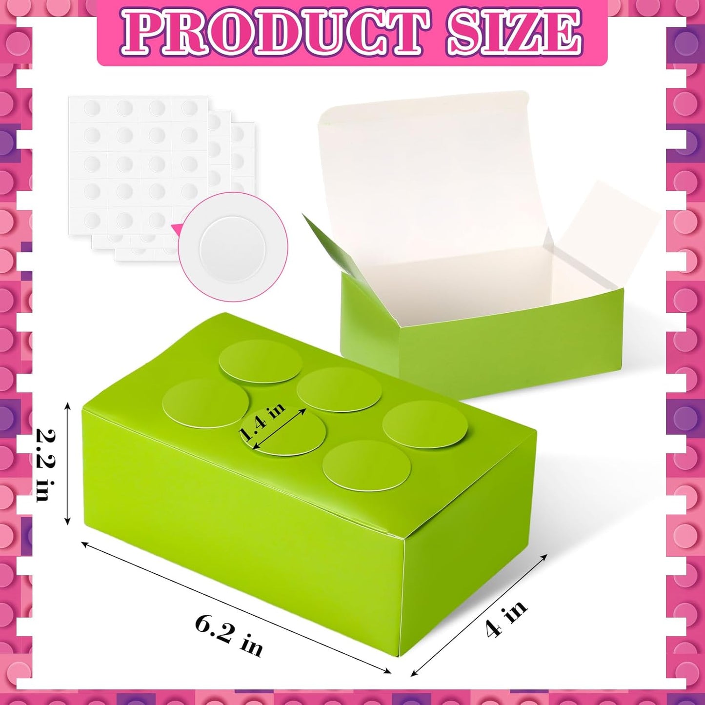 Leinuosen 24 Pieces Building Block Party Favor Boxes, Brick Theme Gift Boxes for Birthday Party Baby Shower