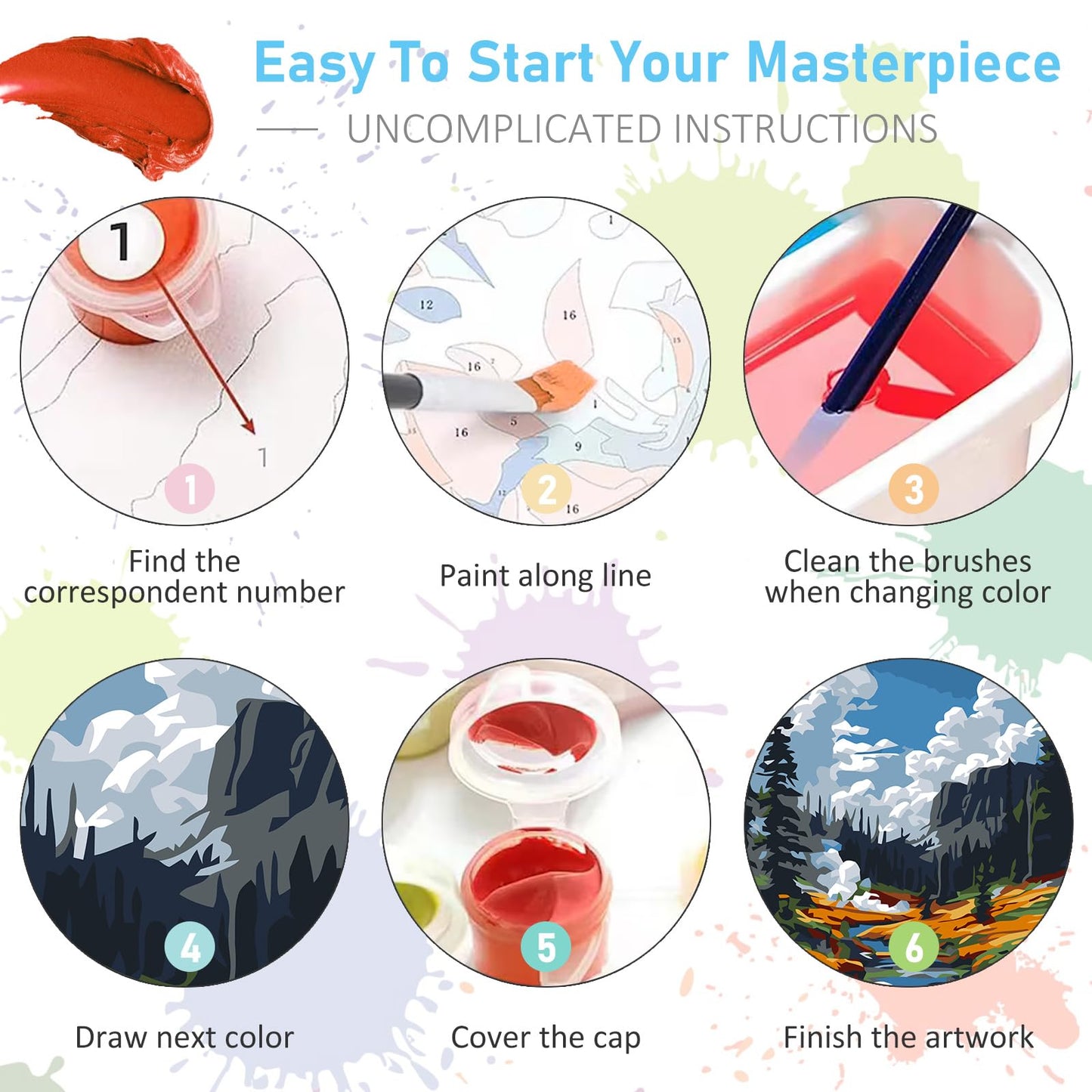 4 Pack Framed Paint by Numbers Kit for Adults with Wooden Easel, National Parks Easy Paint by Numbers with Frame for Beginners, Adult Paint by Number Kits Framed Canvas for Home Decor Gift 8x12 Inch