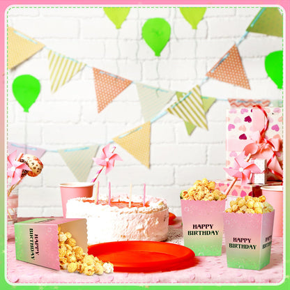Zhehao 50 Pcs Pink and Green Popcorn Boxes Witch Popcorn Cup Paper Holder Pink and Green Party Favor for Happy Birthday Party Favor Halloween Supplies Decorations