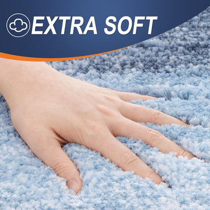OLANLY Bathroom Runner Rugs - Extra Soft Microfiber, Quick Dry & Machine Washable - 47x24, Blue