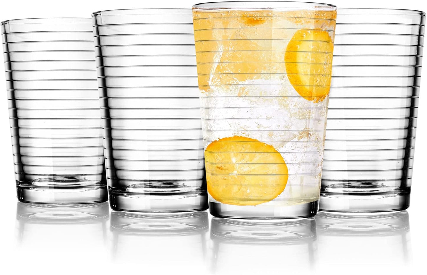 Juice Glasses Set of 4, 7 oz. Durable Drinking Tumblers for Soda, Water, Milk, and Spirits, Dishwasher Safe