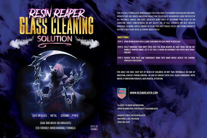 Resin Reaper Glass Cleaner 32 OZ | Pipe Cleaner | Safe on Glass, Metal, Ceramic, and Pyrex | 420 710 Friendly Cleaning | Soak and Wash - No Abrasives - Eco-Friendly, Biodegradable Formula