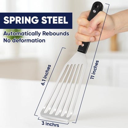 5 Pcs Newness Cooking Utensils Set, 304 Stainless Steel Kitchen Utensils Set, Metal Kitchen Accessories, Include Soup Ladle, Slotted Skimmer Spoon, Spaghetti Spoon and Spatula, Dishwasher Safe