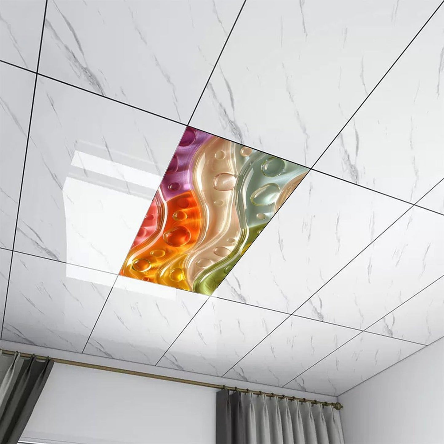 YEXLE 2PCS Stained Glass Fluorescent Light Covers Magnetic Ceiling Light Cover, Classroom Lights Covers Classroom Supplies for School Classroom Home Office,4 X 2 Feet