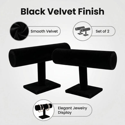 Comelyjewel Bracelet Holder Stand Set of 2, Velvet Jewelry Display for Bracelets, Bangles & Watches, T-Bar Jewelry Organizer for Dresser & Vendor Booth