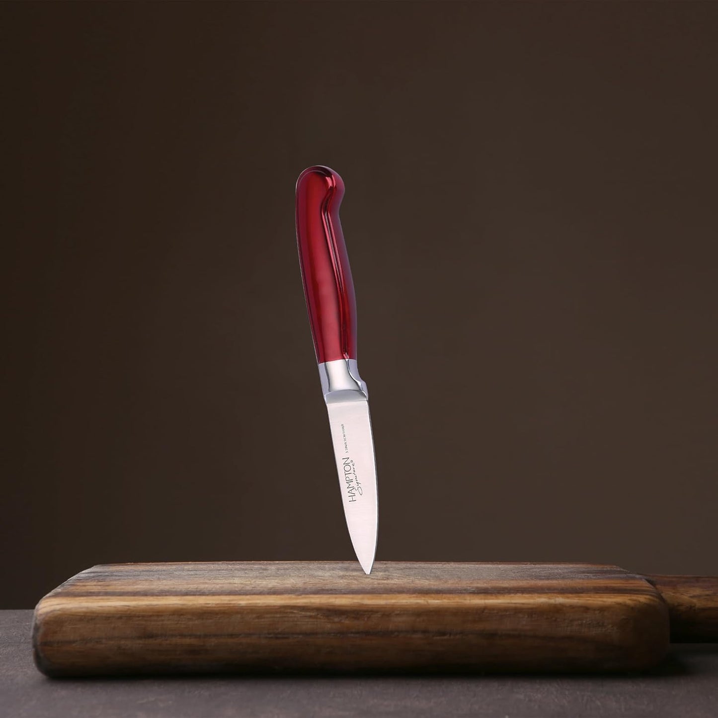 Hampton Forge Red Rorik Paring Knife, 3.5" with Clear Blade Guard, 0.25 LB