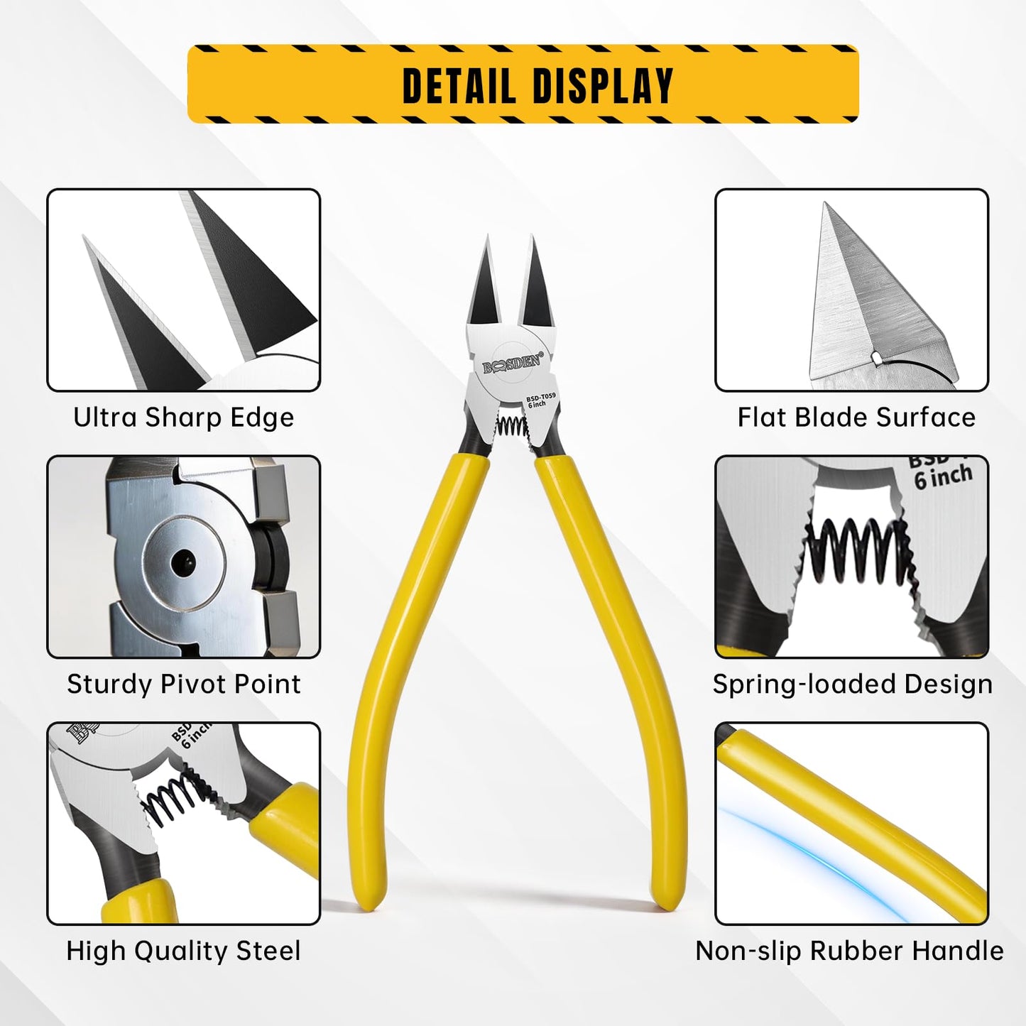 BOOSDEN Wire Cutters 5 Pack, 6 Inch Flush Cut Pliers | Spring Loaded Side Cutting Dikes, Precision Diagonal Cutters Bulk Set for Jewelry Making, Artificial Flowers, Crafting, Electrical & DIY Projects