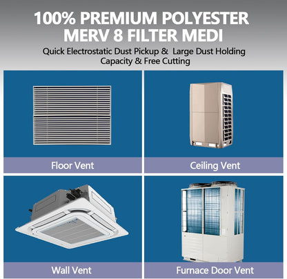 20" 90" 8 48Pcs x Cut to Size Air Filter Material, MERV Triple Air Vent Filters, HVAC Furnace Filters Kit Vent Filter