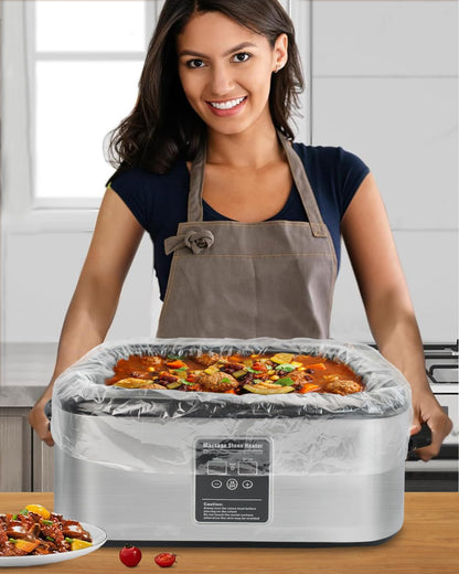 Electric Roaster Liners 12 Count, Disposable Plastic Cooking Bags for 16, 18, 22 Quart Roasters, Size 18 x 34 Inches