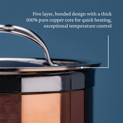 Hestan - CopperBond Collection - 100% Pure Copper Stock Pot, Induction Cooktop Compatible, 6 Quart