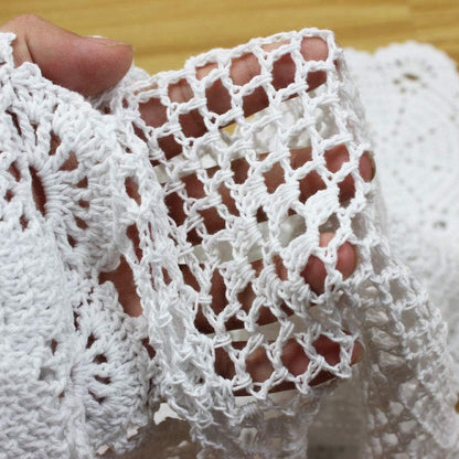 14x72 inch KEPSWET Cotton Handmade Crochet Lace Oval Table Runner Dresser Console Coffee Table TV Stand Decor White