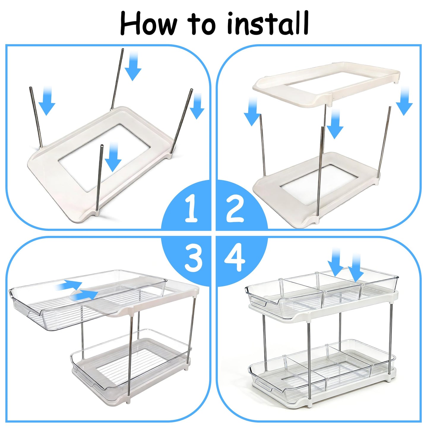 Organizer with Acrylic Drawers and Dividers, White, 12.6" x 8.27" x 8.66", Multi-Purpose Storage Both Samll and Large