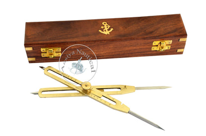 Artist Proportional Scale Divider Drawing Tool Professional 9” Long Solid Brass with Heavy Duty Steel Point with with Wooden Box an
