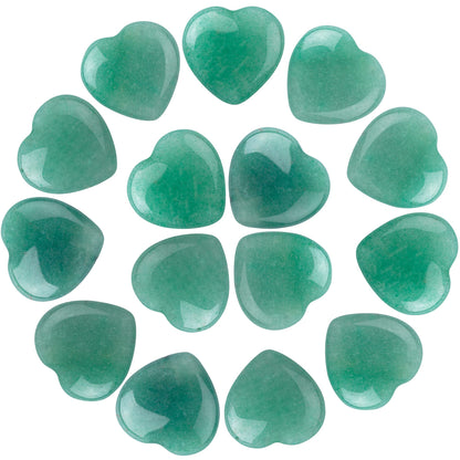 30 PCS Heart Green Aventurine Crystals Natural Polished Green Aventurine Stone Heart Love Carved Healing Crystal Worry Stone