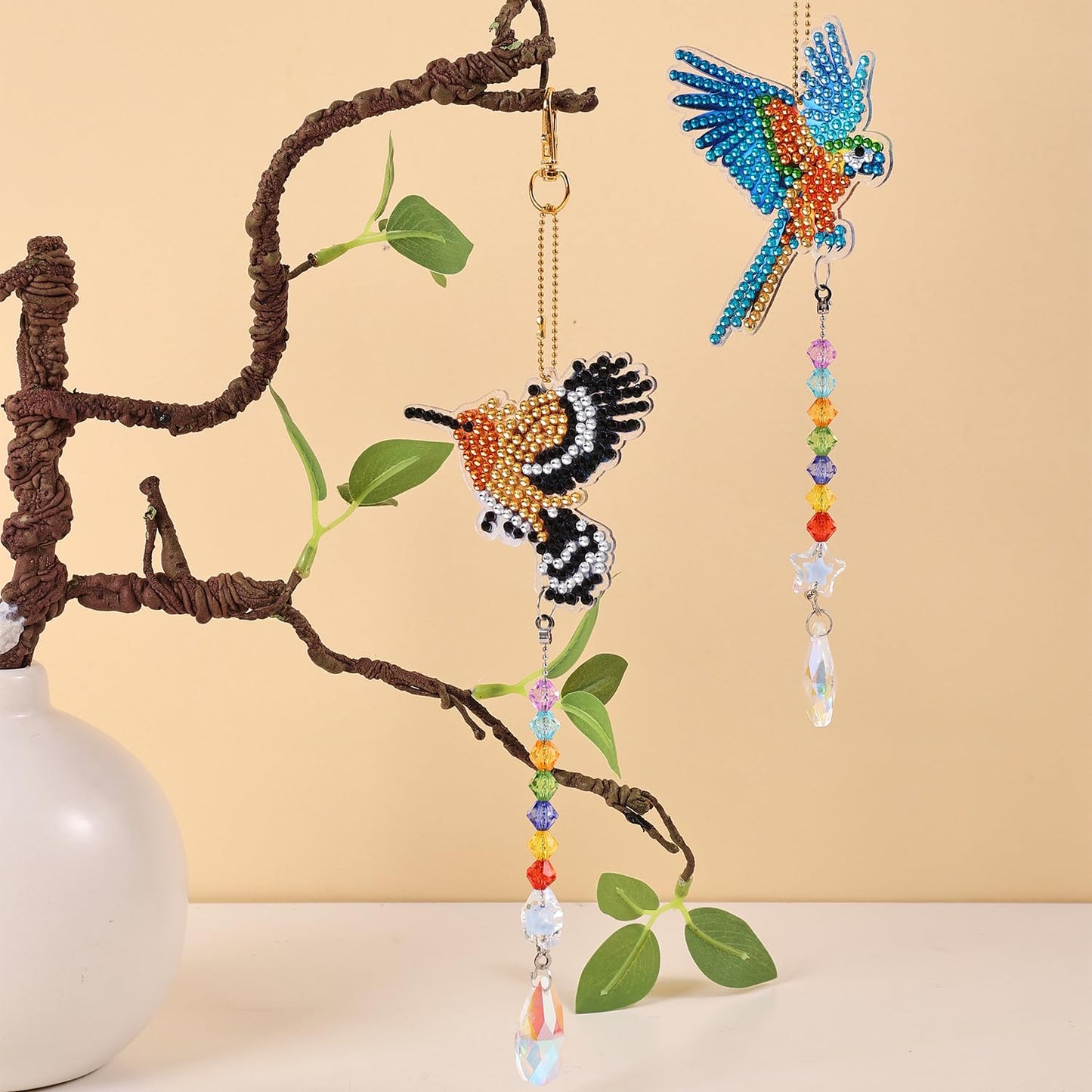 6 Pcs Diamond Painting Wind Chimes Rhinestone Hummingbird Diamond Art Suncatcher Double Sided 5D DIY Diamond Painting Kits for Adults Christmas Ornament Best Gifts for Mom