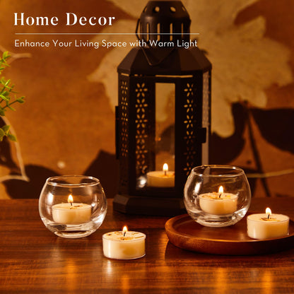 Crenovo Citronella Scented Tealight Candles with Dried Flowers, 4 Hours Non-Toxic Tea Lights, 100% Soy Wax Candles Bulk for Summer, Spa, Bath, and Home Decor, 48 Pack
