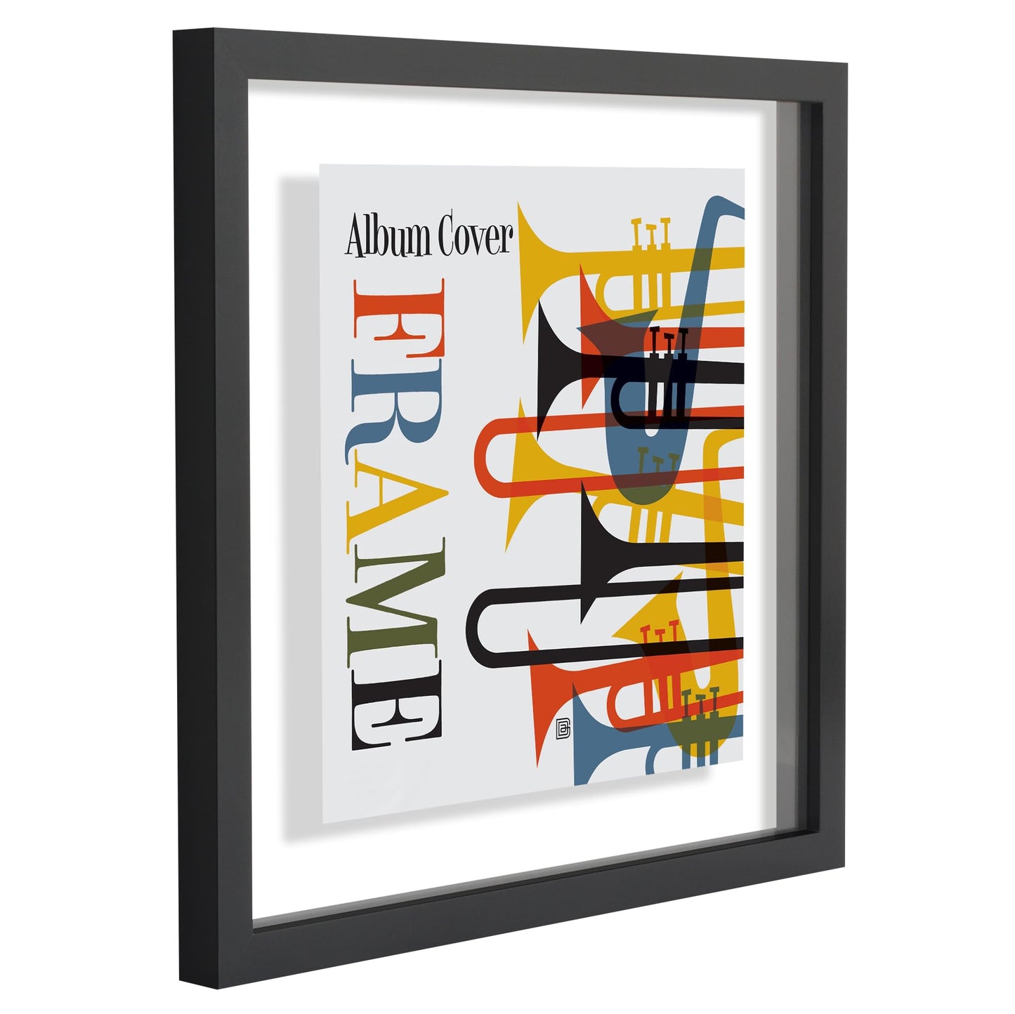 Americanflat 16.5x16.5 Album Cover Frame with Shatter-Resistant Glass - Signature Float Collection - Square Frame Made of Engineered Wood - Floating Frames for Wall Display - Black