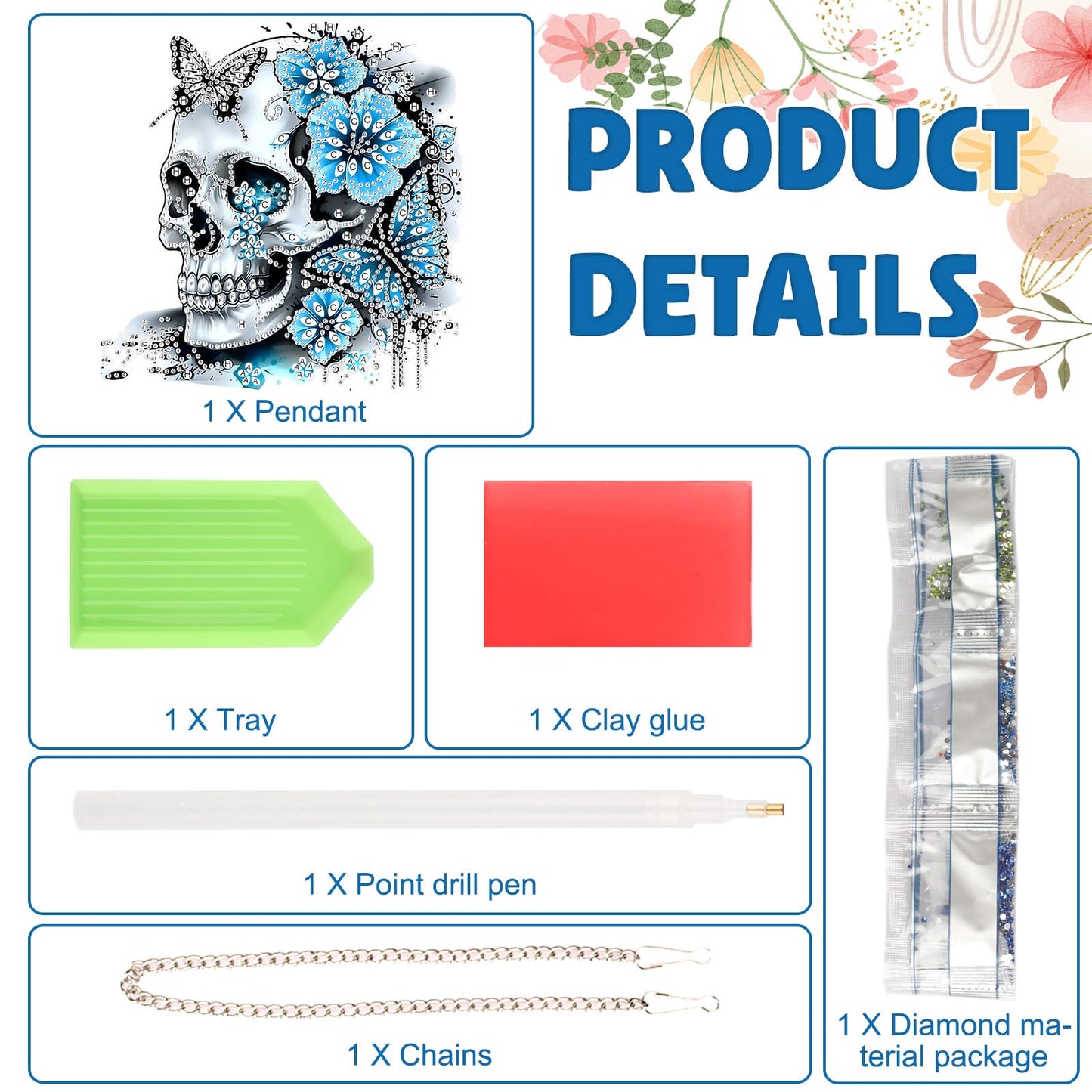 DOMROM Skull Diamond Art Hanging Kits for Adults Beginners, Special Shaped Crystal Diamond Painting Skull Pendant, DIY Diamond Art Suncatchers for Home Garden Wall Decor Gift