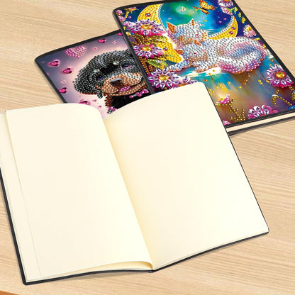 DCIDBEI 2 Pack Diamond Painting Notebooks Dog Cat A5 Blank Diamond Painting Notebook Diamond Art Notebooks Sketchbook Diary Diamond Art Journals Student Office School Supplies (50 Sheets)
