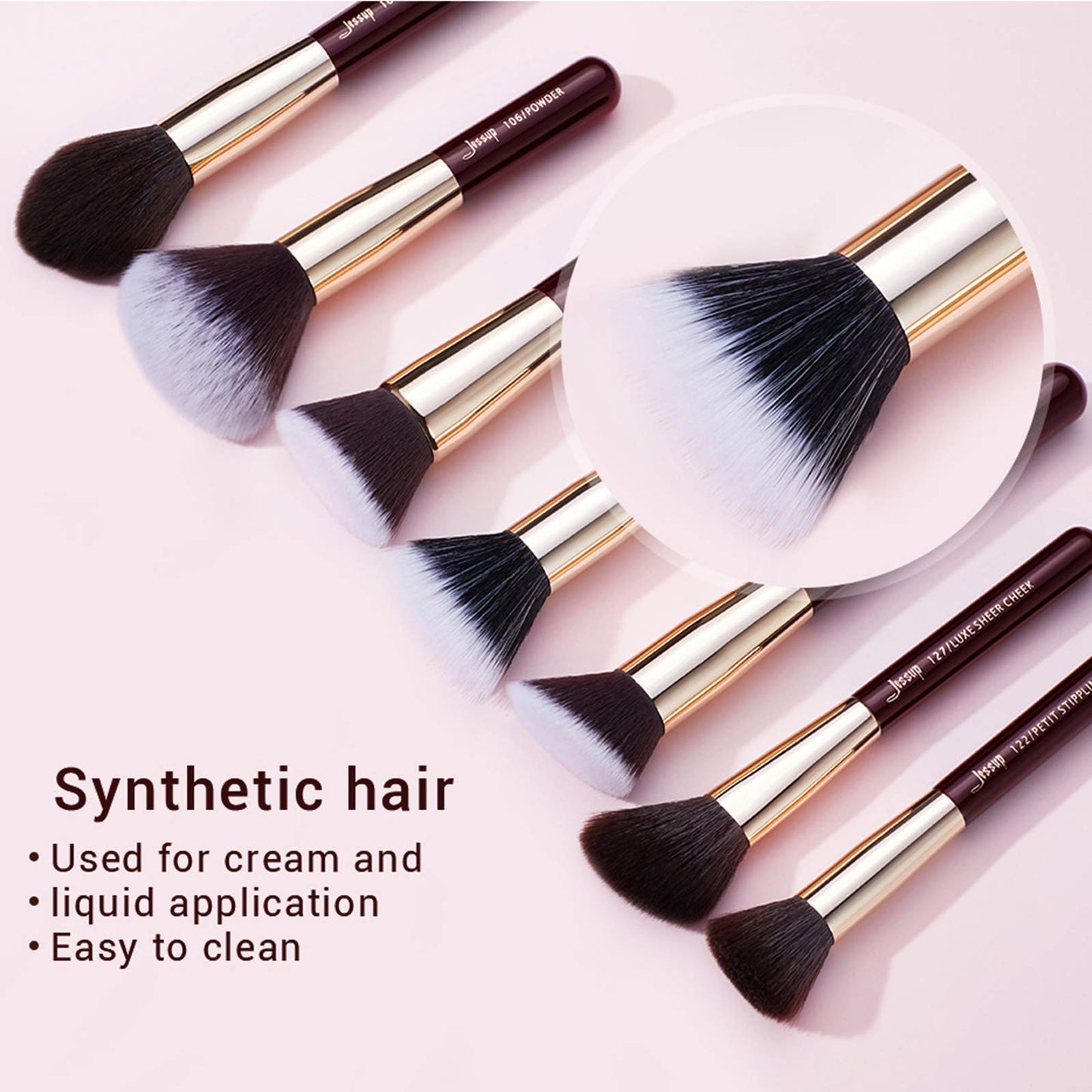Jessup Brand 25pcs Professional Makeup Brush Set Beauty Cosmetic Foundation Powder Blusher Eyeshadow Blending Highlight Concealer Natural-Synthetic Hair Brushes Set (Pearl White/Silver)