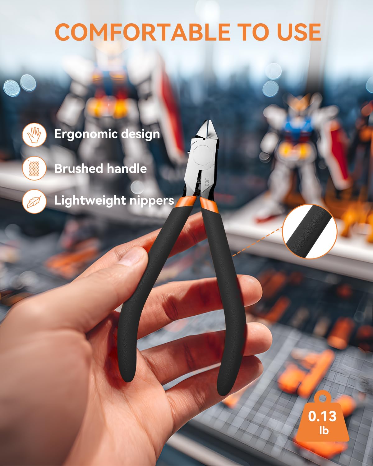 Model Nippers with Ultra-thin Single Edge, Uleey 4.9 inch Sprue Cutter for Beginners to Build Gundam, U02 Model Cippers for Plastic Model Repairing and Fixing (Black)