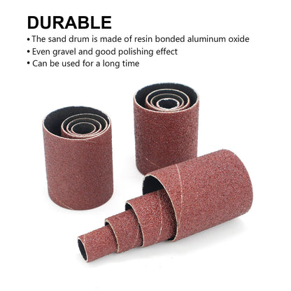 scottchen PRO 2”Long Sanding Drums and Sleeves Set with 1/4”Shank for Drill or Drill Press, Sanding Drum Kit for Sanding Smoothing Shaping Polishing Fiberglass Wood Metals, 60,80,120 Grit-16pack