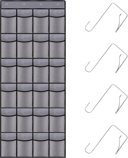 Teikou 24 Over the Door Shoe Organizer, Large Breathable Mesh Pockets, Hanging Storage Holder, Hanging Shoe