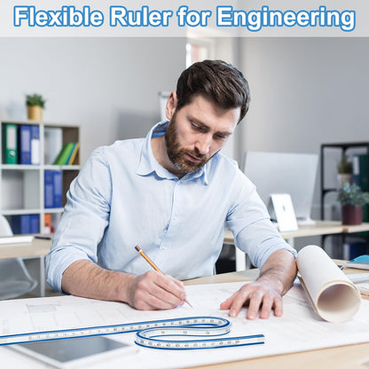 PATIKIL 40 Inch 100cm Flexible Curve Ruler Can Be Bent for Drawing Sewing Engineering, 1 Pcs, Blue