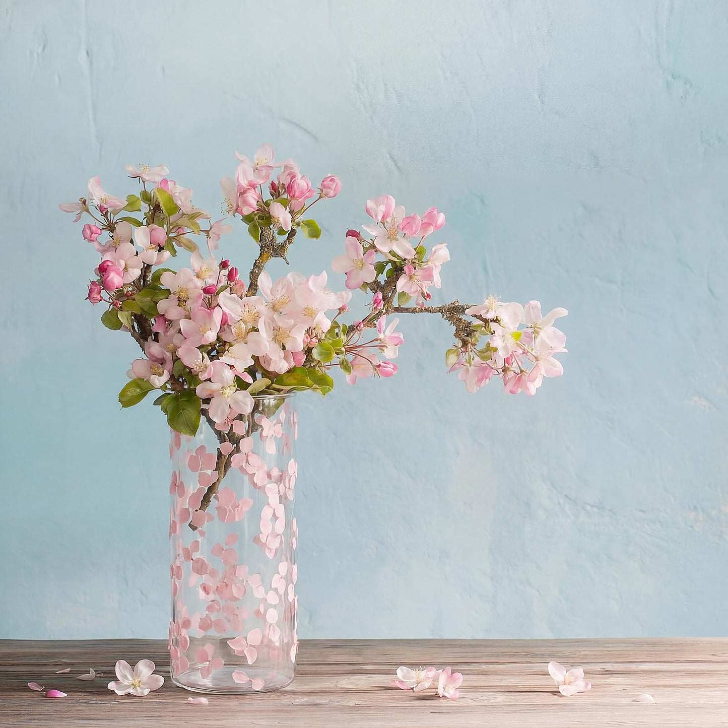 Ferrochef 8 Inch Pressed Flower Vase Clear Pink Glass Pressed Floral Vase Real Flower Art Decorative for Home Kitchen Bedroom Office Living Room Shelf Centerpiece Table Wedding Housewarming Gift