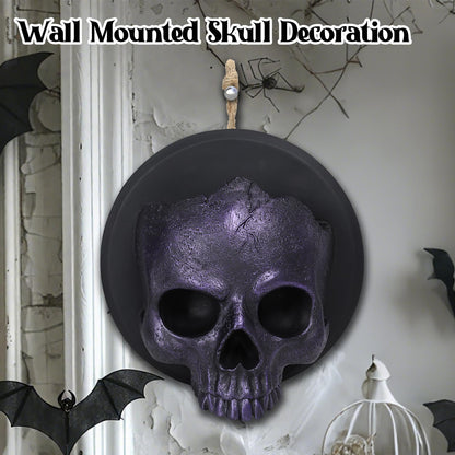 Ovewios Halloween Skull Decorations, Gothic Skeleton Head Hanging Wall Decor, Resin Creepy Skull Led Lights for Indoor Halloween Party Home Decorations