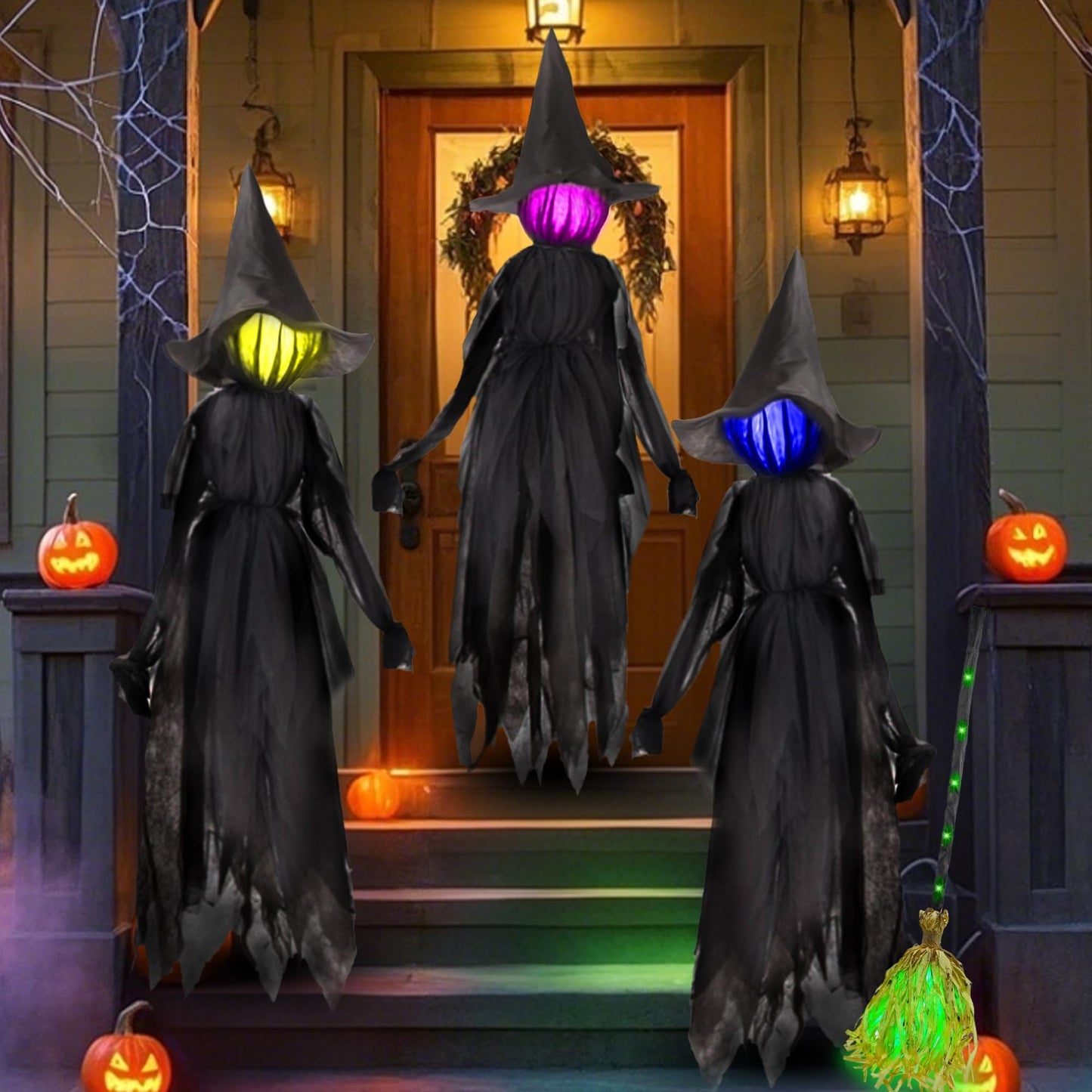 winemana 3 Pack Halloween Witches Outdoor Decorations, 6FT