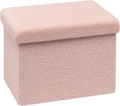 16.5"x12.6"x12.6" B FSOBEIIALEO Storage Ottoman Cube Small Sherpa Ottoman Foot Rest, Foldable Portable Boucle Ottomans