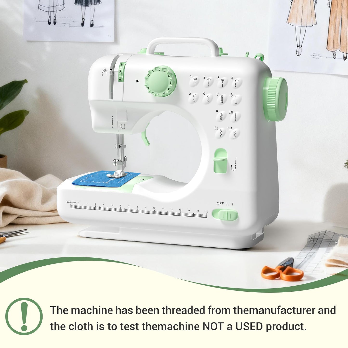 Verdanika Beginner Sewing Machine, 12 Built-in Stitches with Foot Pedal, 2-Speed Control, Portable Mini Sewing Machine for Home Travel Use & Sewing Enthusiasts (green)