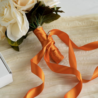 MEEDEE Orange 1 Inch Ribbon Orange Satin Ribbon Lux Double Faced Satin Ribbons by 50 Yards Polyester Wrapping Ribbons for Crafts, Wedding, Flower Bouquet, Holiday Decorating