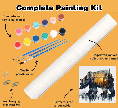 Paint by Numbers for Adults Forest Bear Paint by Numbers Kits for Beginner, DIY Acrylic Paint by Number on Canvas Easy Animal Paint by Numbers for Adults Home Wall Decor 16X16 Inch Without Frame