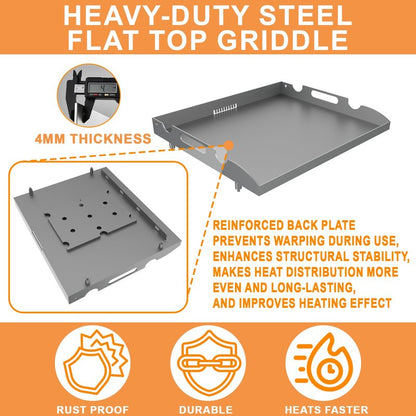Upgrade Griddle Top Replacement for Blackstone 17" TableTop Griddle w/Rear Grease System, Flat Top Griddle for Blackstone Accessories 1814 1819 Adventure Ready 1832 1971, Heavy-duty Steel Grill Plate