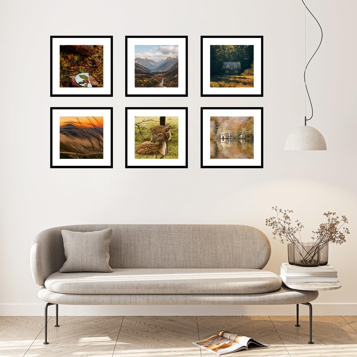 QOTIB Wood 16x16 Frame Set of 2 with 14x14 Mat, for 40 x 40cm Diamond Art Painting, Display Picture 14 x 14 with Mat or 16 x 16 without Mat, Large 40x40 Picture Frame for Wall Hanging, Black, 2 Pack