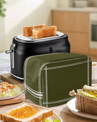 Toaster Cover, Solid Color Dark Olive Green 2 Slice, Soft Washable Dust-proof Cover with Pockets for Small Appliance