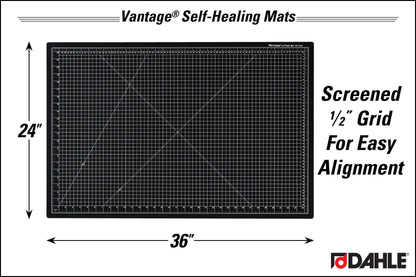 Dahle Vantage 10673 Premium Self-Healing Cutting Mat, 24"x36", 1/2" Grid, 5 Layers for Max Healing, Perfect for Crafts & Sewing, Black