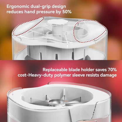 NEW Professional Apple Slicer and Corer 6.42in- Stainless Steel Apple Cutter with 12 Slices, Heavy Duty Design for Large Apples, Thin Slices, Compatible with Pears and Other Fruits（White）