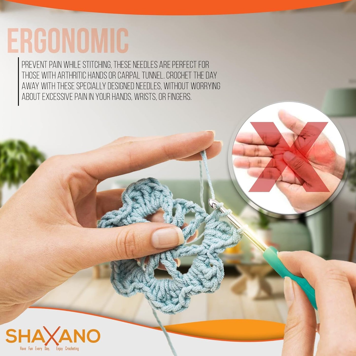 SHAXANO Crochet Hooks Kit with Case, 95-Piece, Ergonomic Crochet Needles Weave Yarn Kits DIY Hand Knitting Art Tools for Beginners and Experienced Crochet Lovers